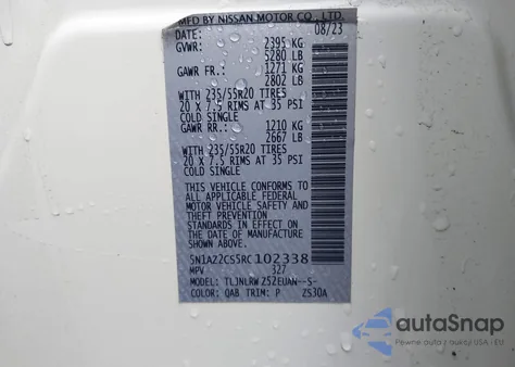 2024 Nissan Murano Sl Intelligent Awd z USA, uszkodzony, nr VIN 5N1AZ2CS5RC102338